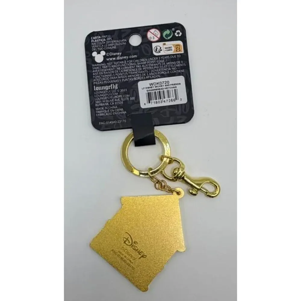 Loungefly Disney Mickey and Friends Gingerbread House Keychain NWT